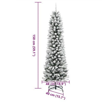 Künstlicher Weihnachtsbaum Schlank mit Schnee 150 cm PVC & PE