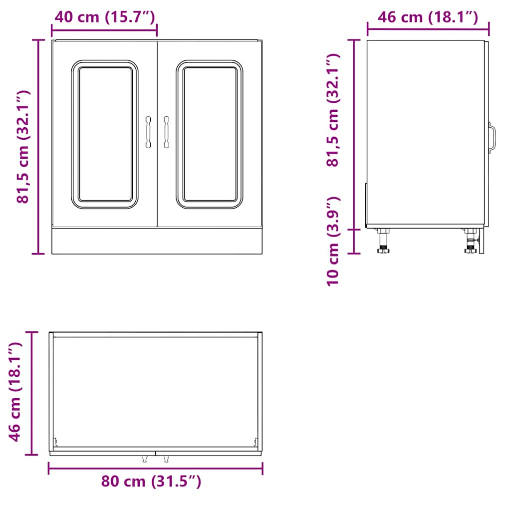 Spülenunterschrank Kalmar Weiß 80x46x81,5 cm Holzwerkstoff