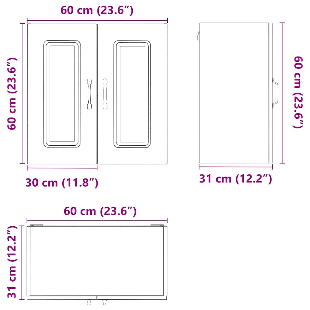 Küchen-Hängeschrank Kalmar Schwarz Holzwerkstoff