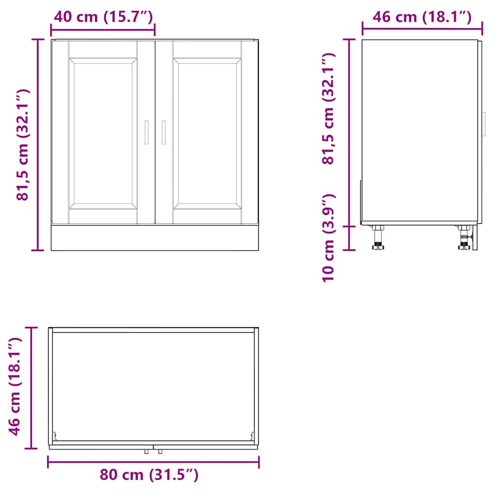 Spülenunterschrank Porto Weiß 80x46x81,5 cm Holzwerkstoff