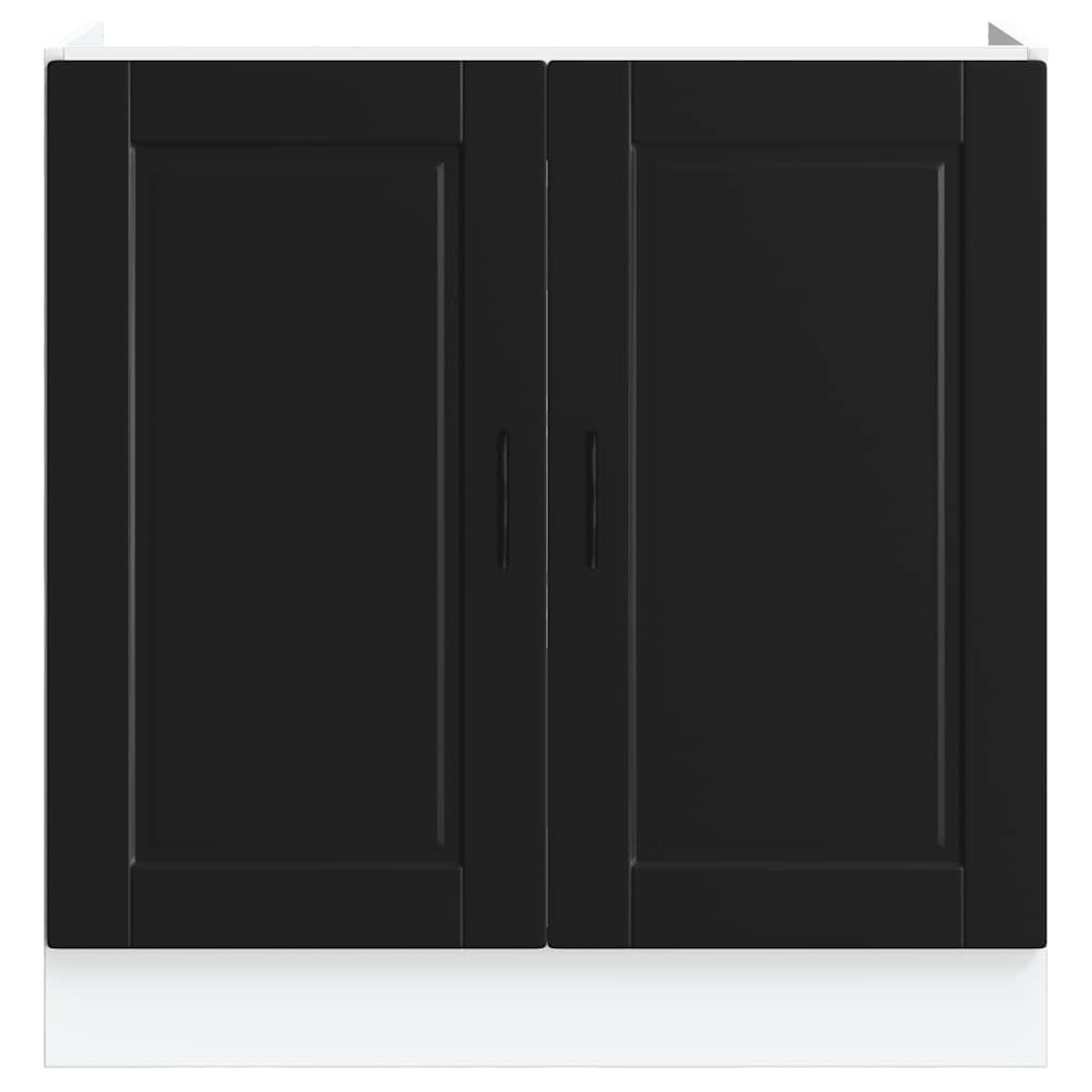 Spülenunterschrank Porto Schwarz 80x46x81,5 cm Holzwerkstoff