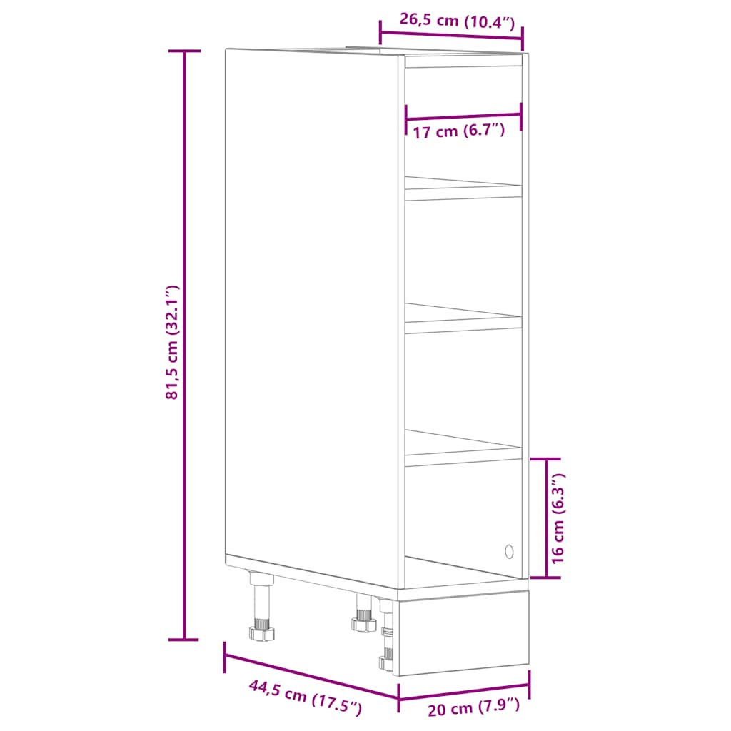 Unterschrank Grau Sonoma 20x44,5x81,5 cm Holzwerkstoff