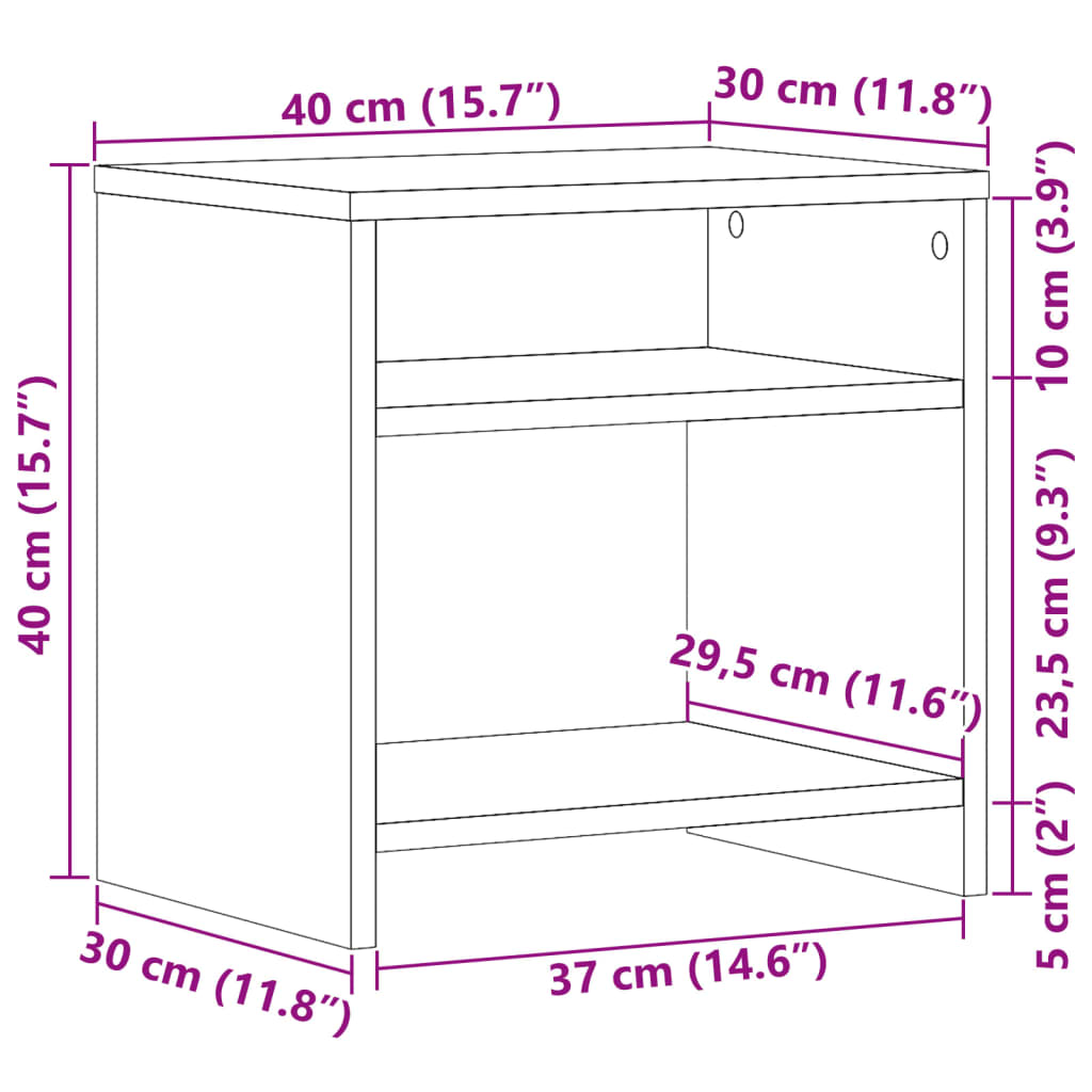 Nachttische 2 Stk. Altholz-Optik 40x30x40 cm Holzwerkstoff