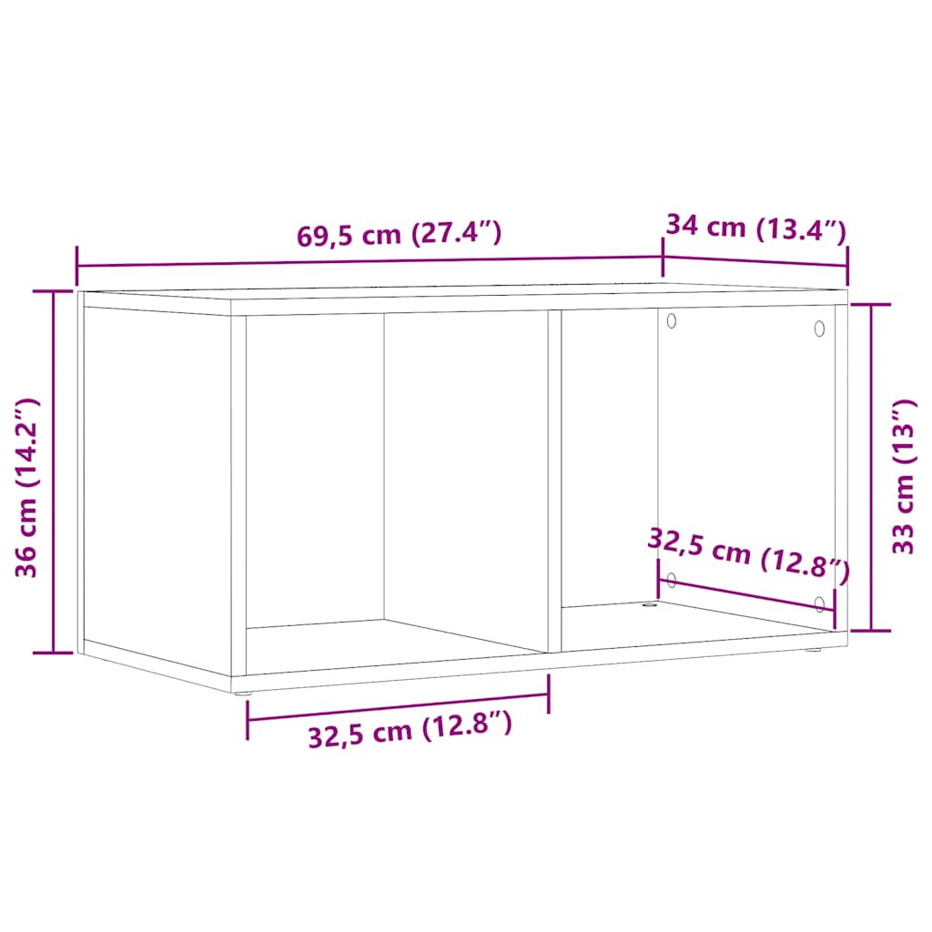 Aufbewahrungstruhe Artisan-Eiche 69,5x34x36 cm Holzwerkstoff