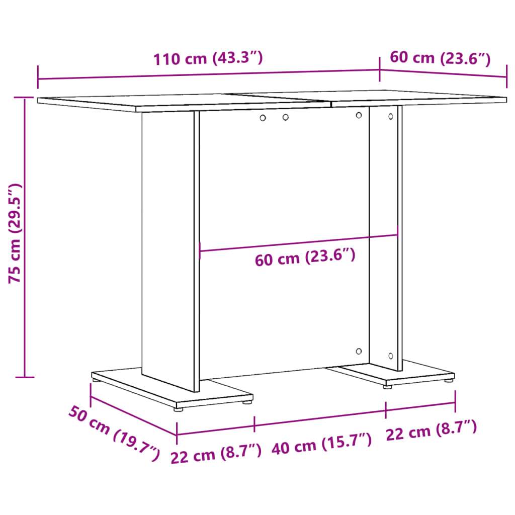 Esstisch Altholz-Optik 110x60x75 cm Holzwerkstoff