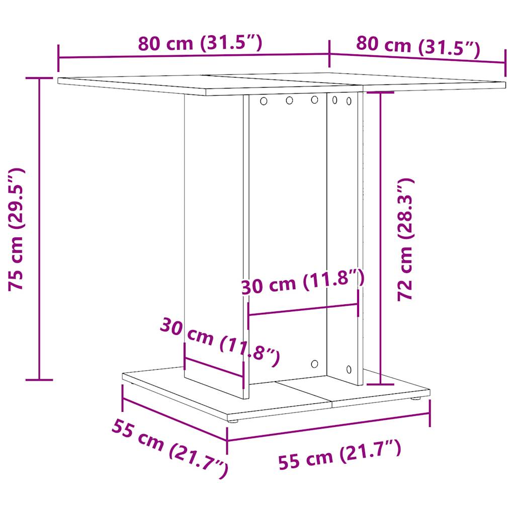 Esstisch Artisan-Eiche 80x80x75 cm Holzwerkstoff