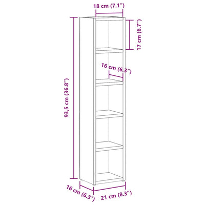 CD-Regale 2 Stk. Artisan-Eiche 21x16x93,5 cm Holzwerkstoff