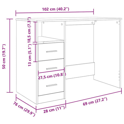 Schreibtisch Artisan-Eiche 102x76x50 cm Holzwerkstoff