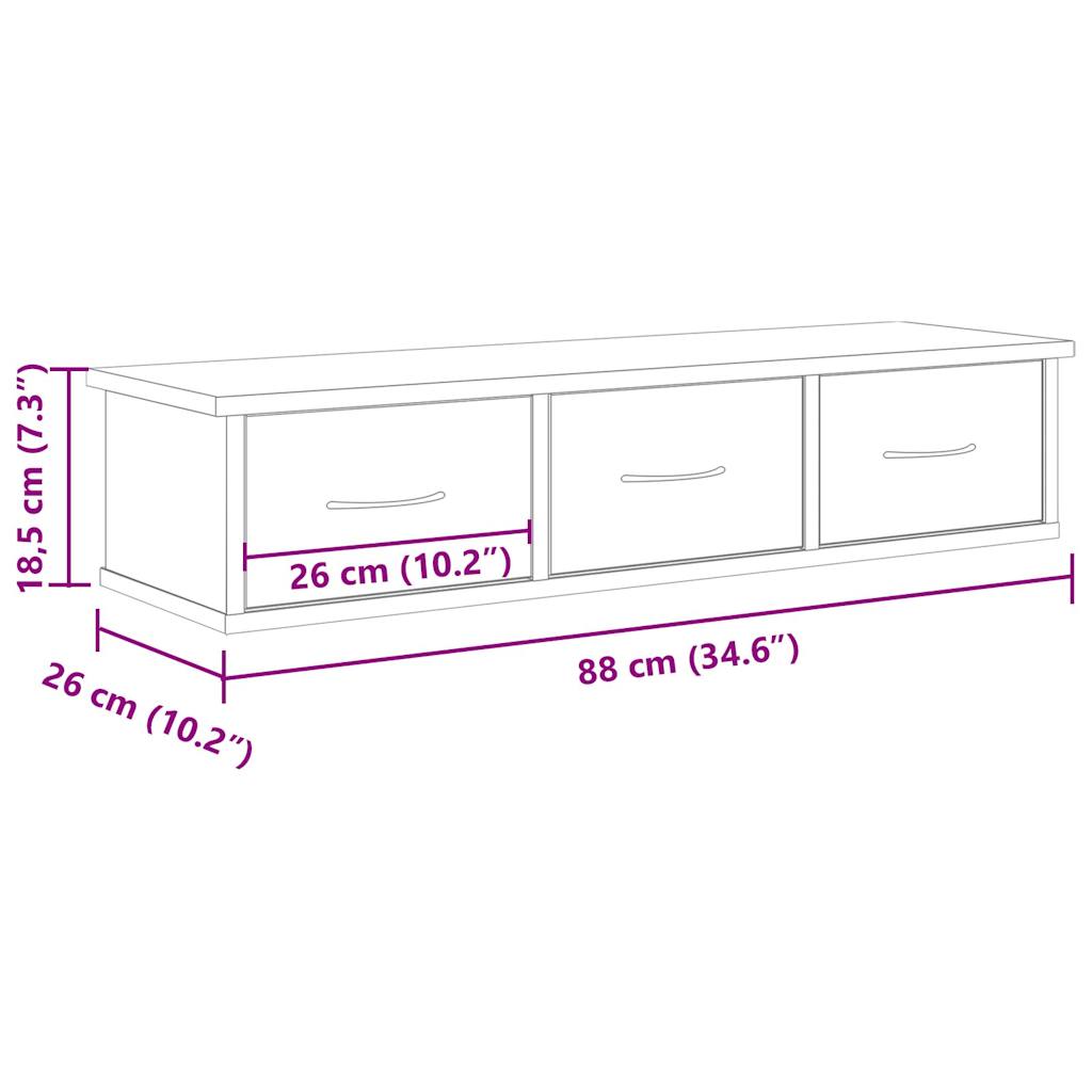 Wandschrank Altholz-Optik 88x26x18,5 cm Holzwerkstoff