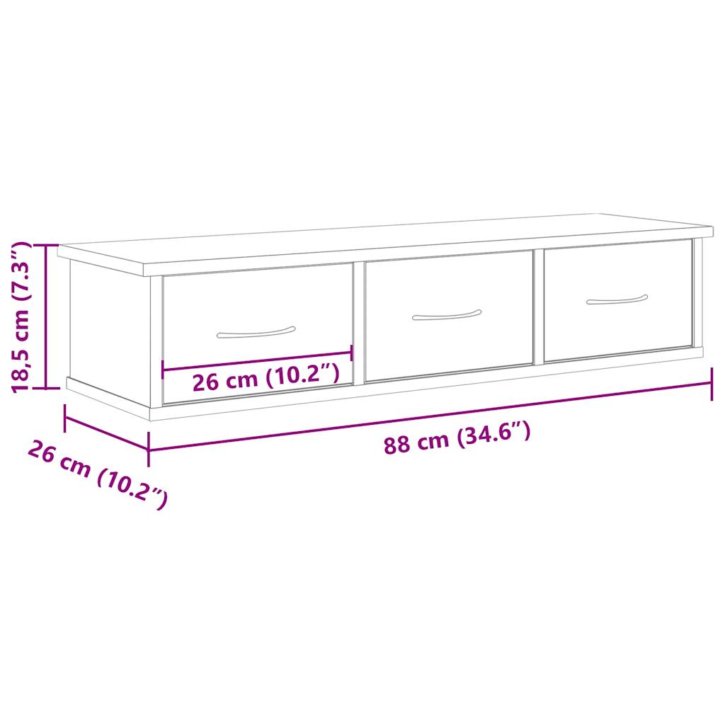 Wandschrank Artisan-Eiche 88x26x18,5 cm Holzwerkstoff