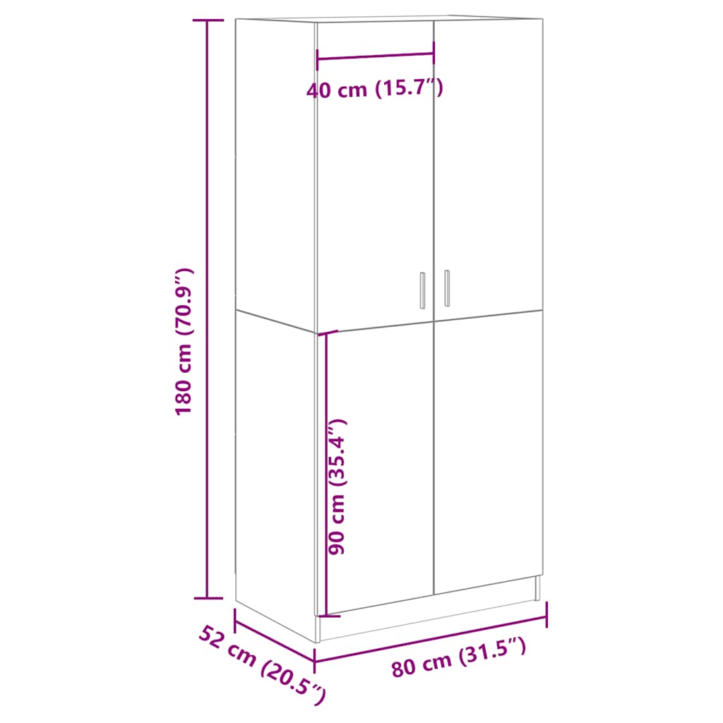 Kleiderschrank Altholz-Optik 80x52x180 cm Holzwerkstoff