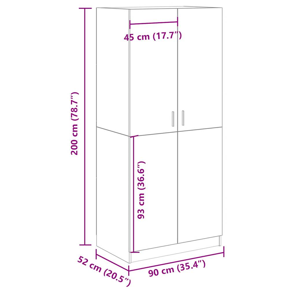 Kleiderschrank Artisan-Eiche 90x52x200 cm Holzwerkstoff