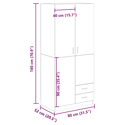 Kleiderschrank Altholz-Optik 80x52x180 cm Holzwerkstoff