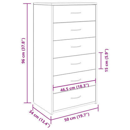 Sideboard mit 6 Schubladen Altholz-Optik 50x34x96 cm