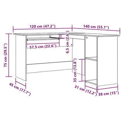 Eckschreibtisch Artisan-Eiche 120x140x75 cm Holzwerkstoff