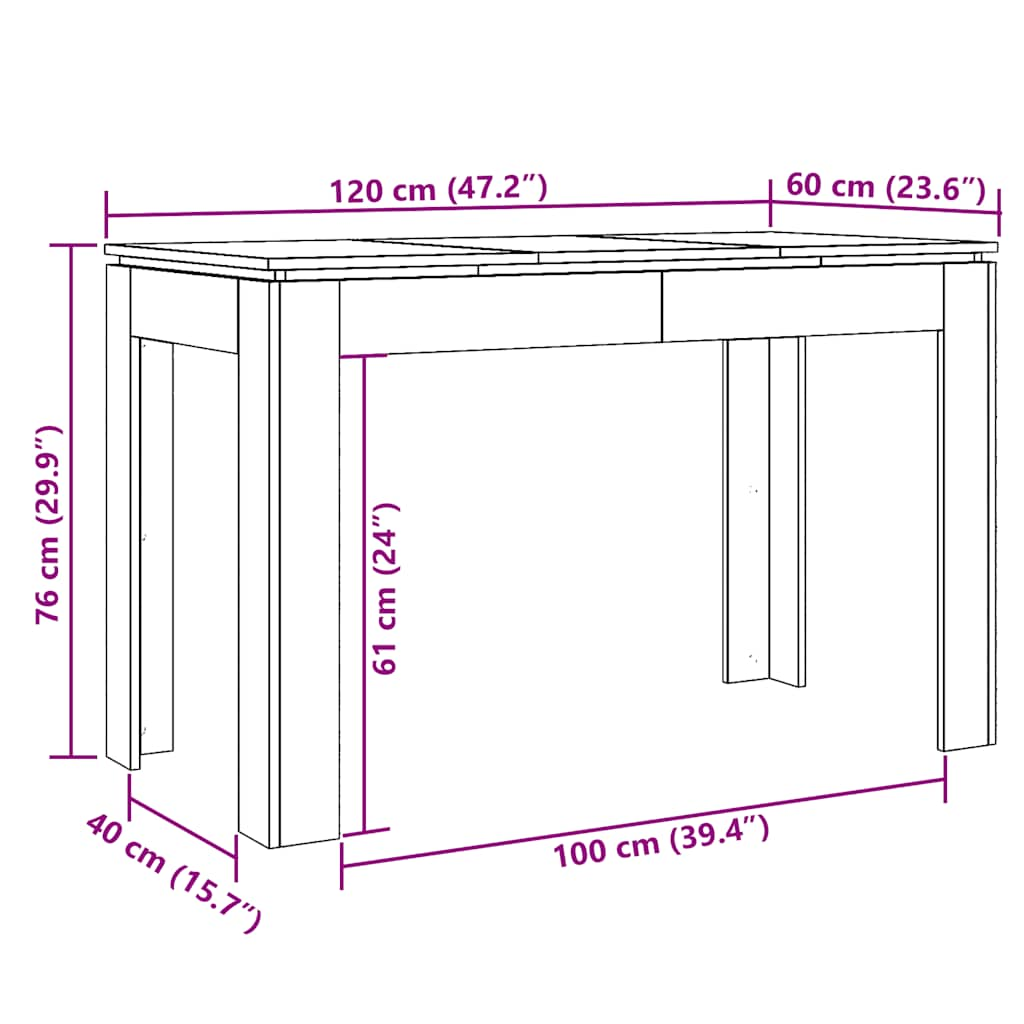 Esstisch Altholz-Optik 120x60x76 cm Holzwerkstoff