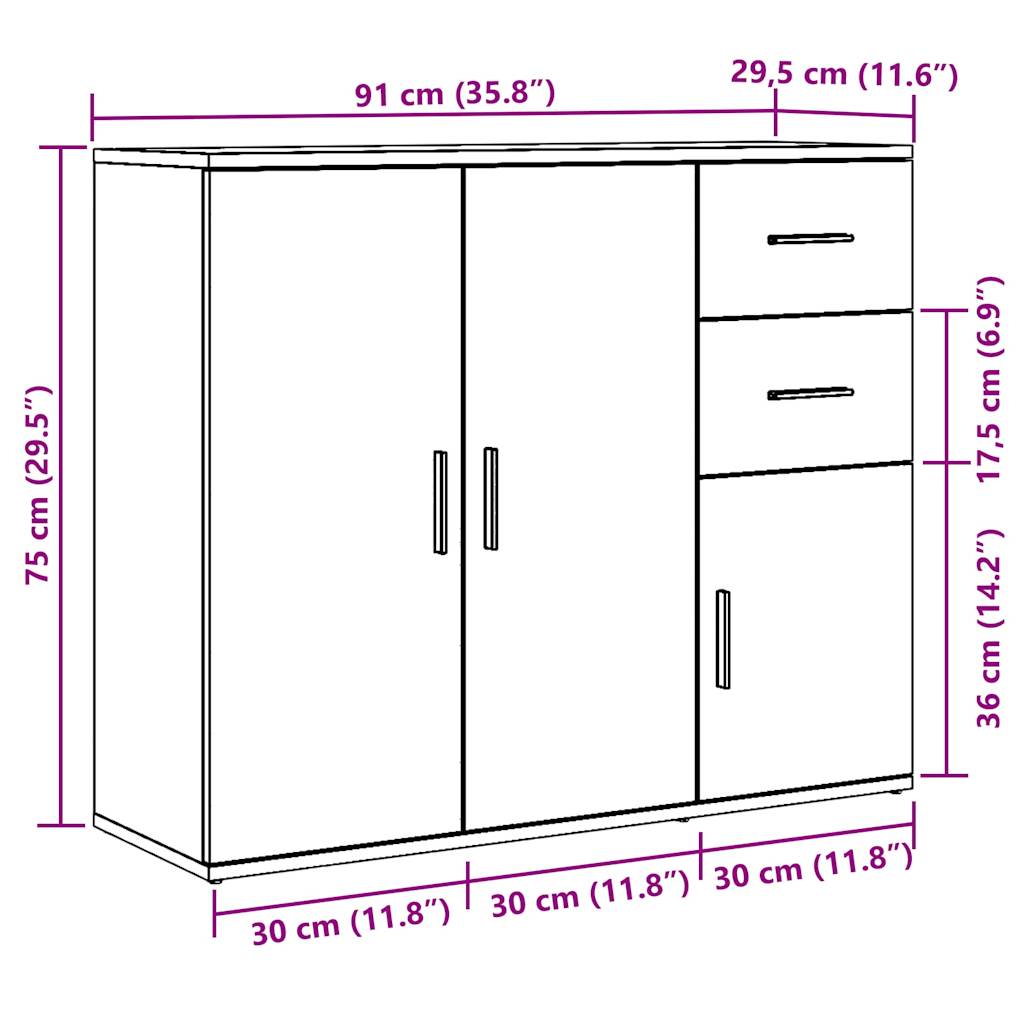 Sideboard Altholz-Optik 91x29,5x75 cm Holzwerkstoff