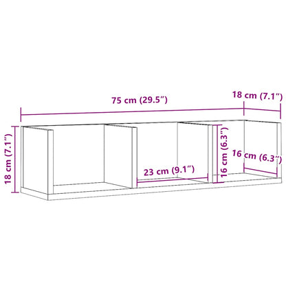 CD-Wandregal Artisan-Eiche 75x18x18 cm Holzwerkstoff