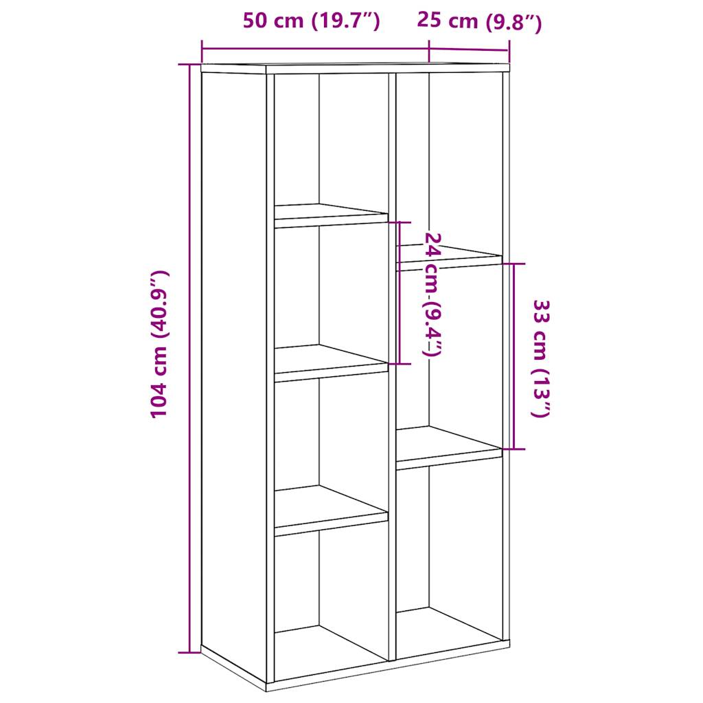 Bücherregal Altholz-Optik 50x25x104 cm