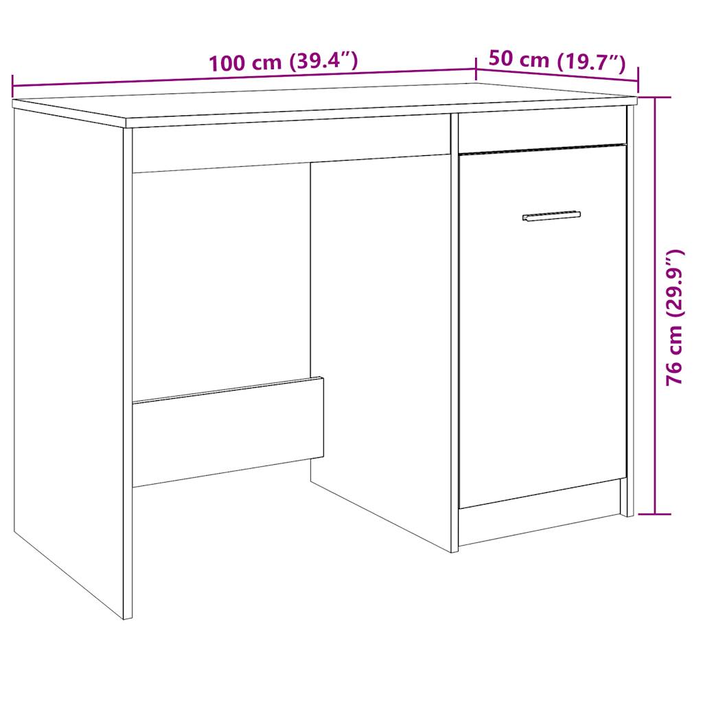 Schreibtisch Artisan-Eiche 100x50x76 cm Holzwerkstoff