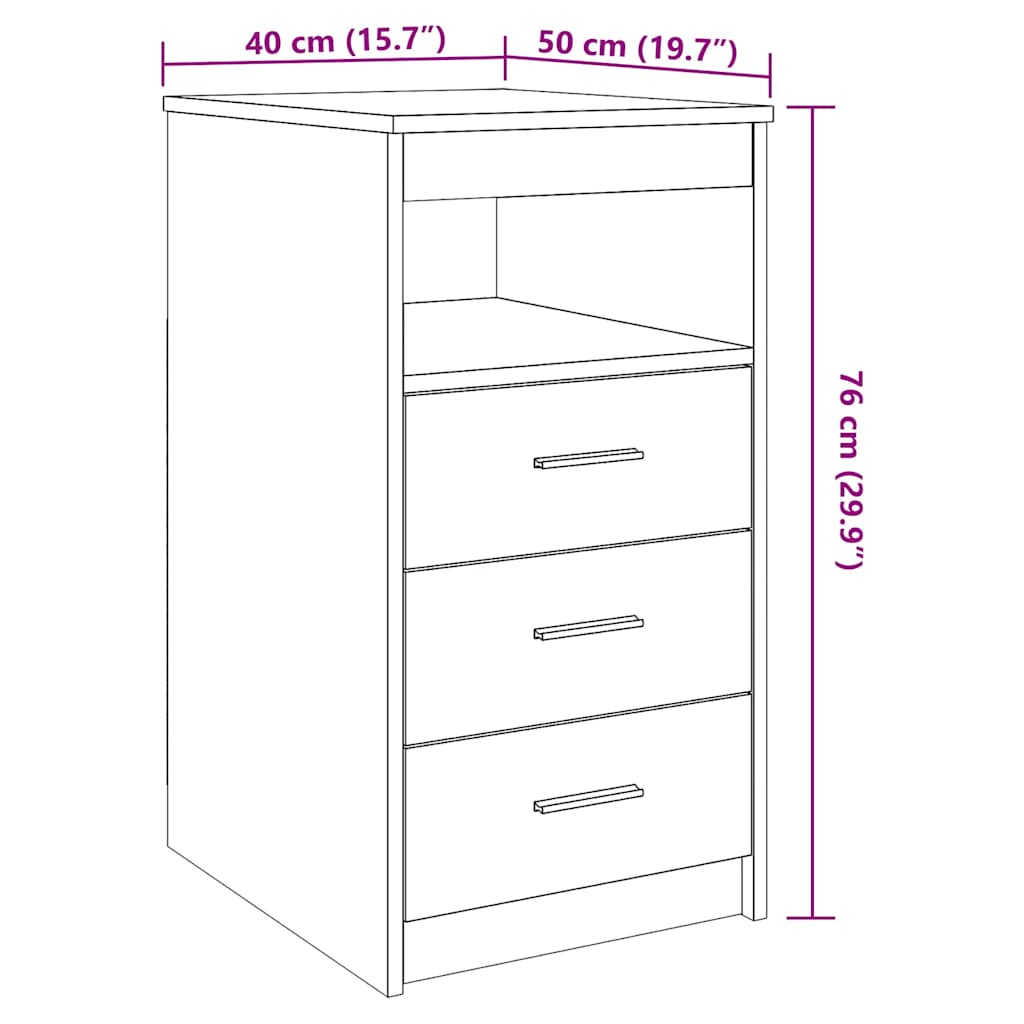 Schubladenschrank Altholz-Optik 40x50x76 cm Holzwerkstoff