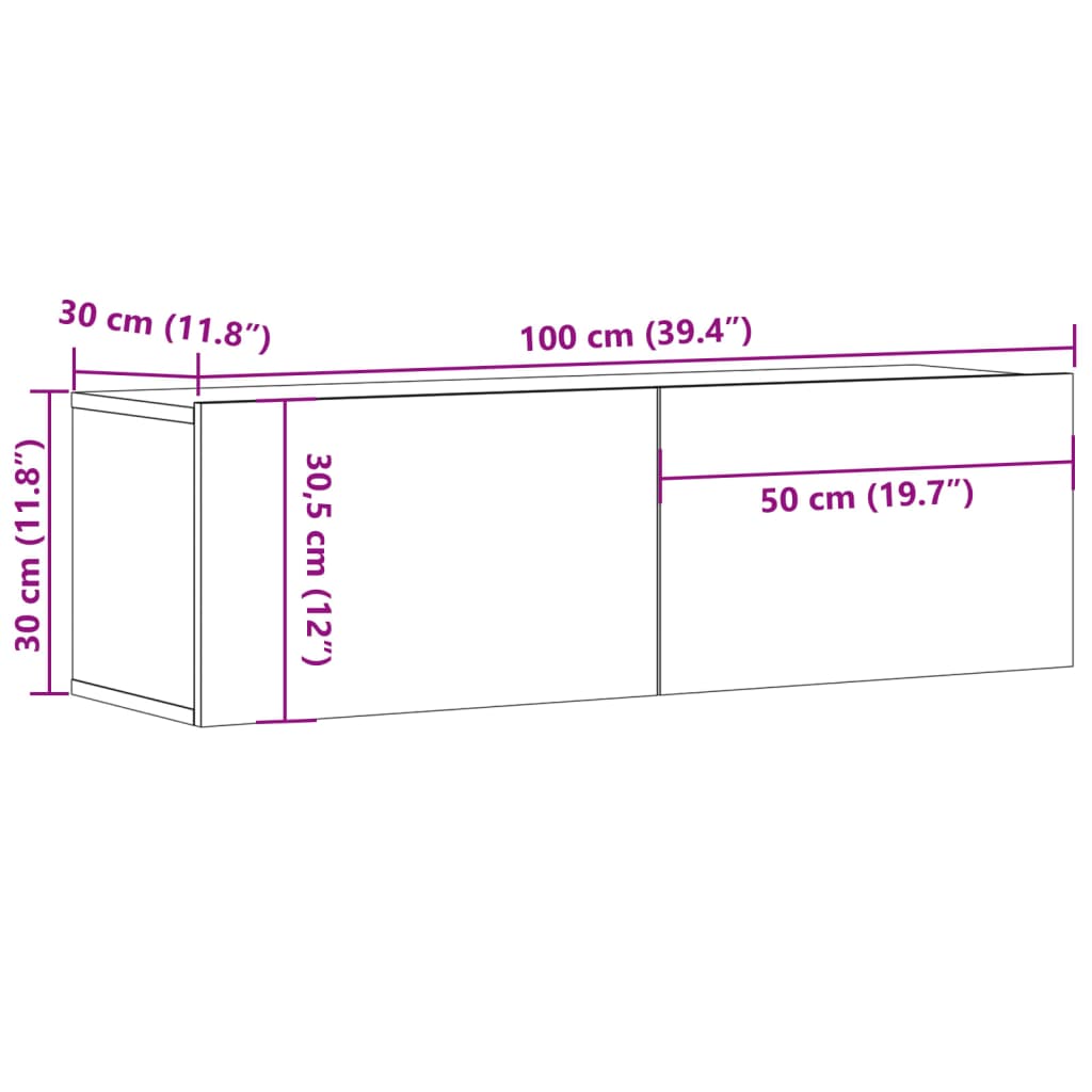 TV-Wandschrank Artisan-Eiche 100x30x30 cm Holzwerkstoff