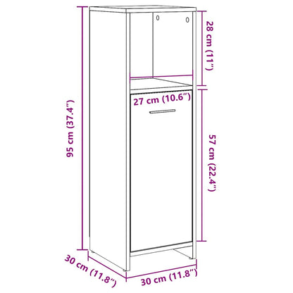 Badezimmerschrank Betongrau 30x30x95 cm Holzwerkstoff