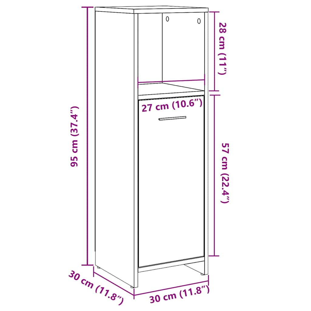 Badschrank Altholz-Optik 30x30x95 cm Holzwerkstoff