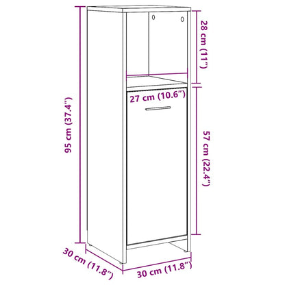 Badschrank Altholz-Optik 30x30x95 cm Holzwerkstoff