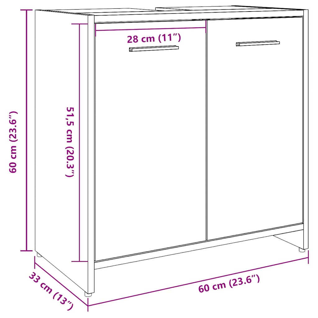 Waschbeckenunterschrank Betongrau 60x33x60 cm Holzwerkstoff