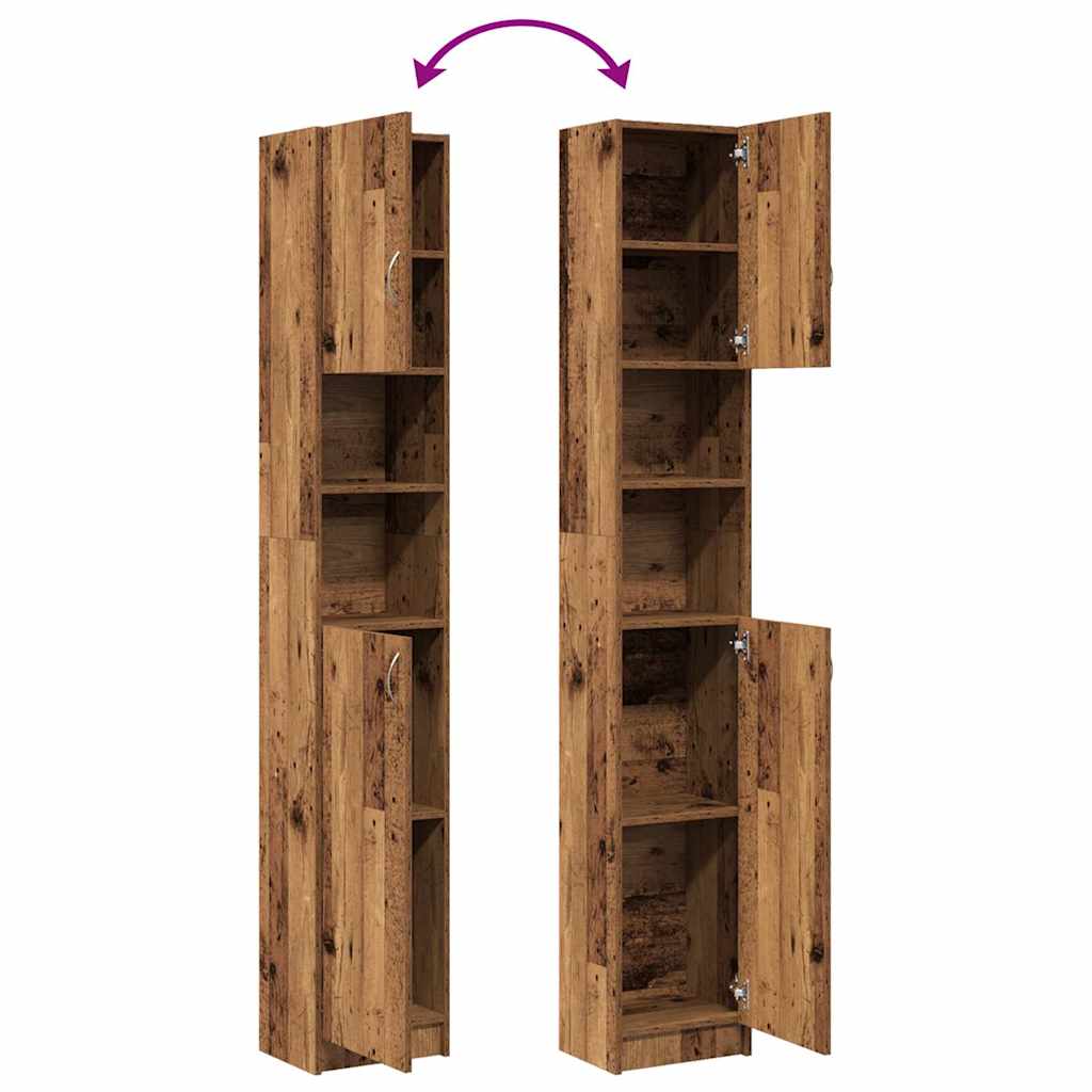 Badschrank Altholz-Optik 32x25,5x190 cm Holzwerkstoff