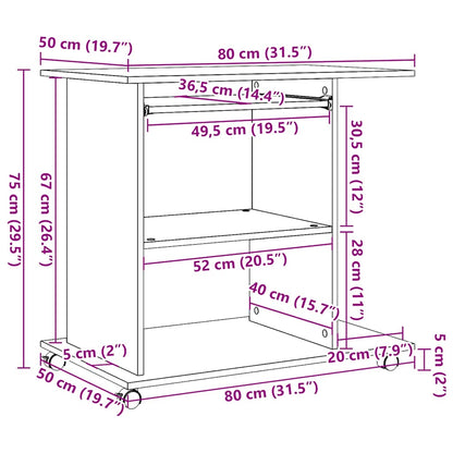 Schreibtisch Artisan-Eiche 80x50x75 cm Holzwerkstoff