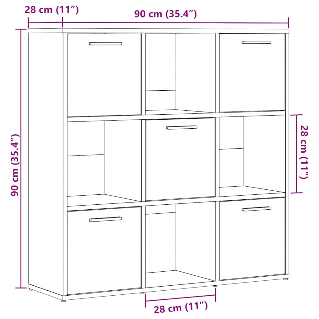 Bücherregal Artisan-Eiche 90x28x90 cm Holzwerkstoff