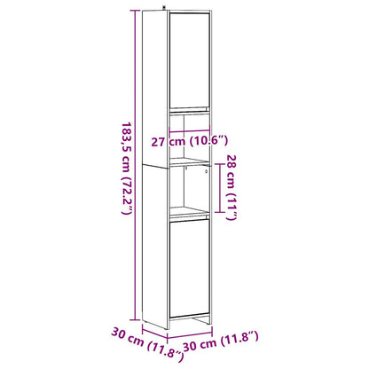 Badschrank Altholz-Optik 30x30x183,5 cm Holzwerkstoff