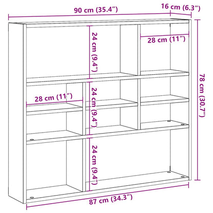 Wandregal Artisan-Eiche 90x16x78 cm Holzwerkstoff