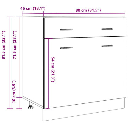 Schubunterschrank Betongrau 80x46x81,5 cm Holzwerkstoff