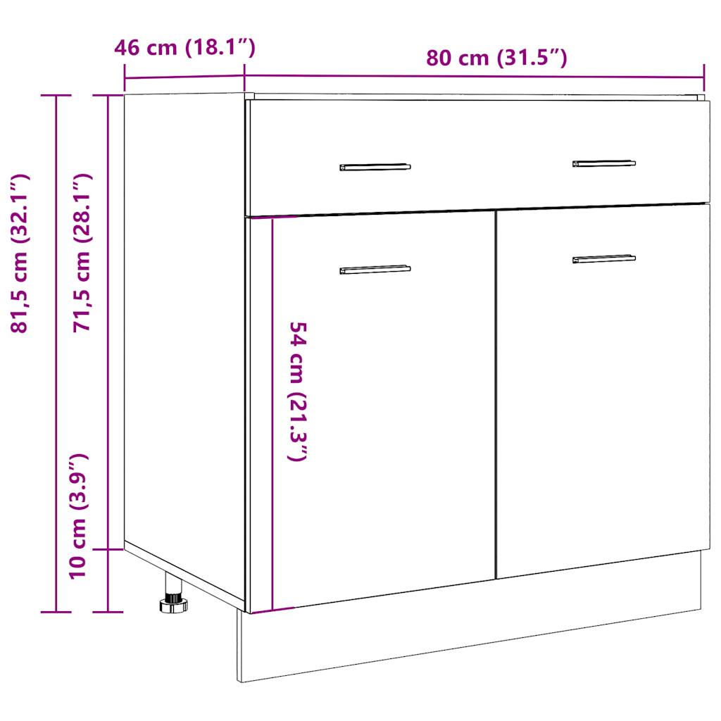 Schubunterschrank Betongrau 80x46x81,5 cm Holzwerkstoff