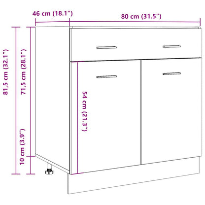 Schubunterschrank Altholz-Optik 80x46x81,5 cm Holzwerkstoff