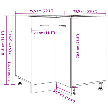 Küchenschrank Artisan-Eiche 75,5x75,5x81,5 cm Holzwerkstoff