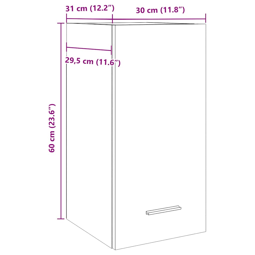 Hängeschrank Betongrau 30x31x60 cm Holzwerkstoff