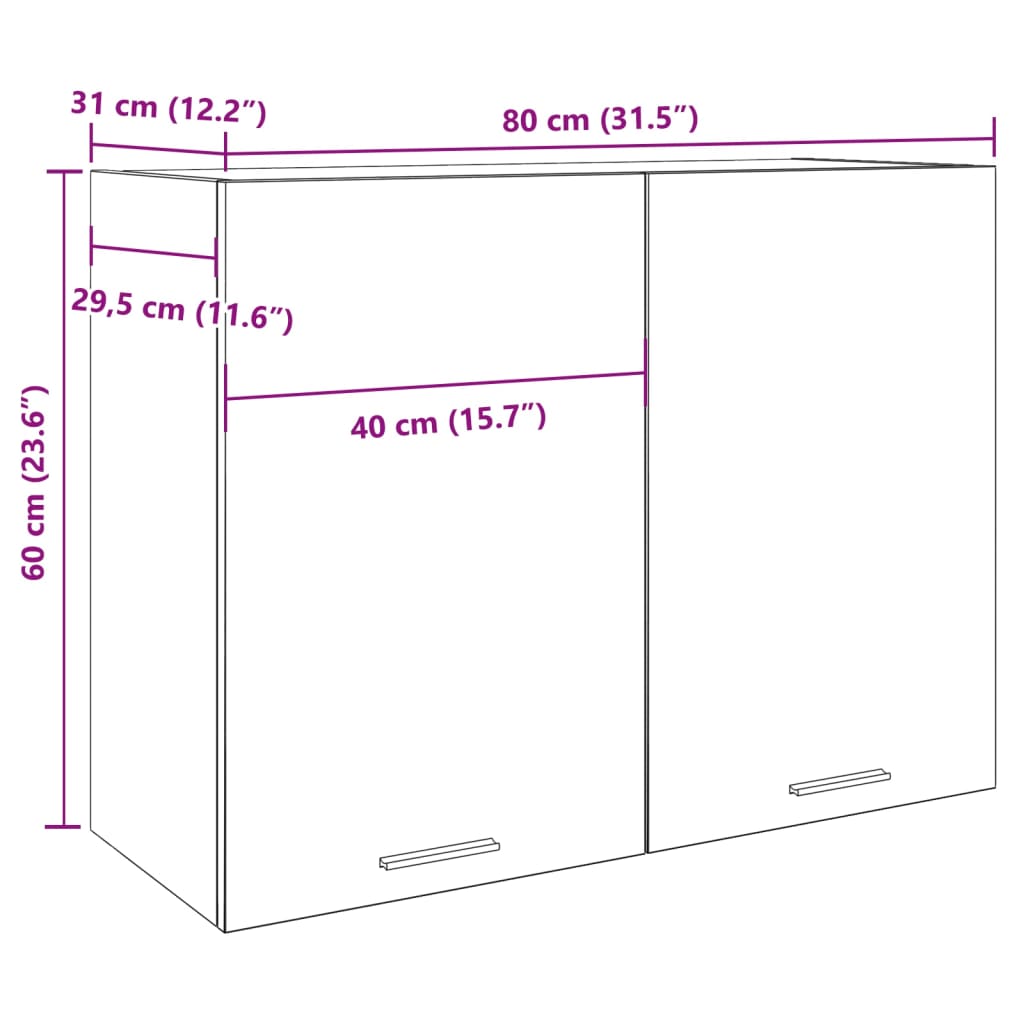 Hängeschrank Betongrau 80x31x60 cm Holzwerkstoff