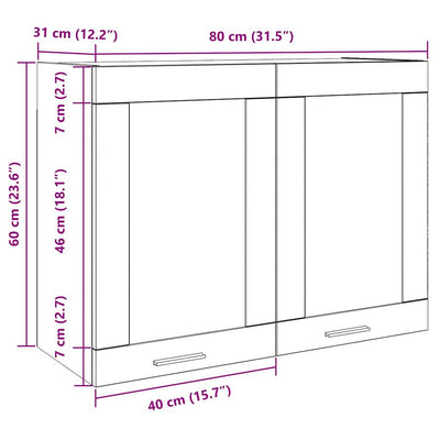 Hängeglasschrank Betongrau 80x31x60 cm