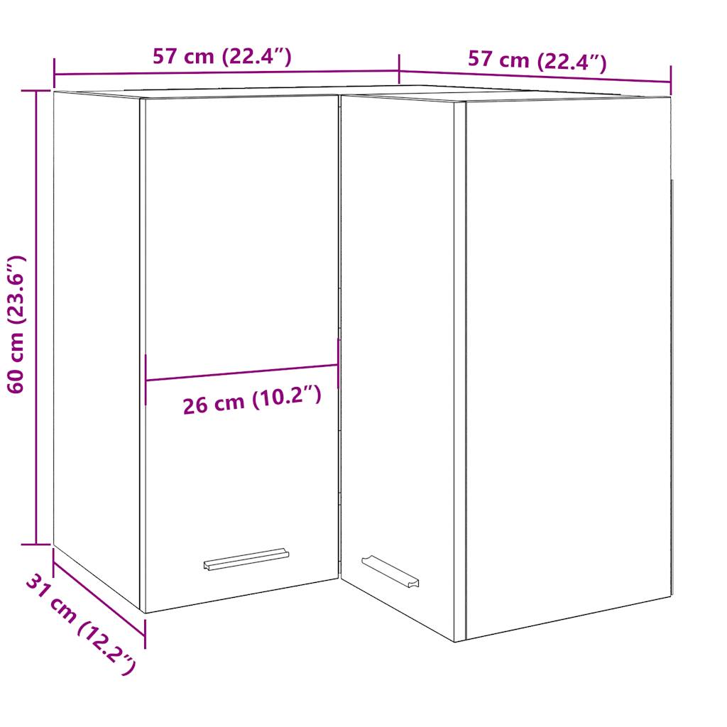 Eck-Hängeschrank Altholz-Optik 57x57x60 cm Holzwerkstoff