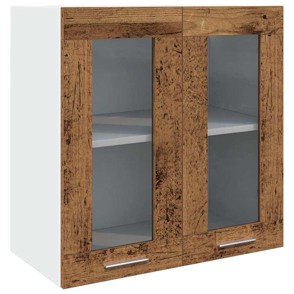 Küchen-Wandschrank mit Glastüren Altholz-Optik 60x31x60 cm