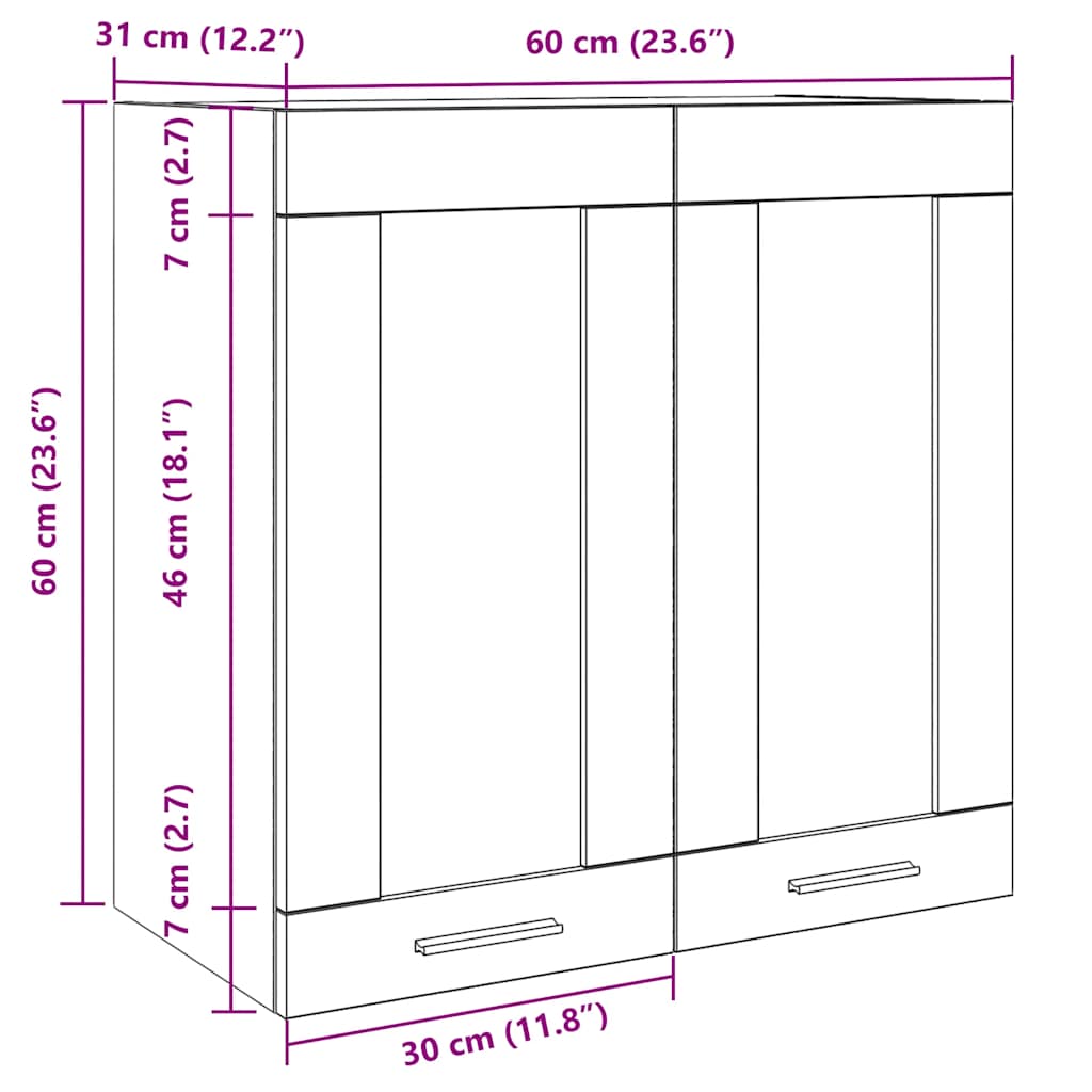 Küchen-Wandschrank mit Glastüren Altholz-Optik 60x31x60 cm