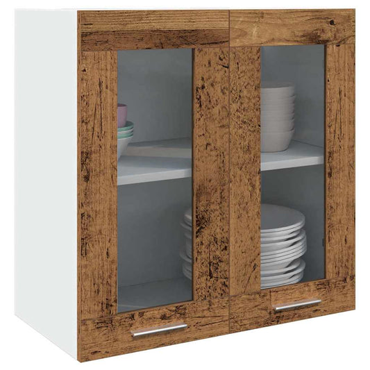 Küchen-Wandschrank mit Glastüren Altholz-Optik 60x31x60 cm