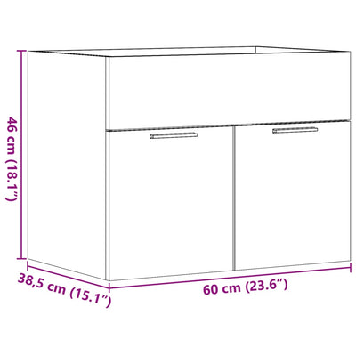 Waschbeckenunterschrank Sonoma-Eiche 60x38,5x46cm Holzwerkstoff