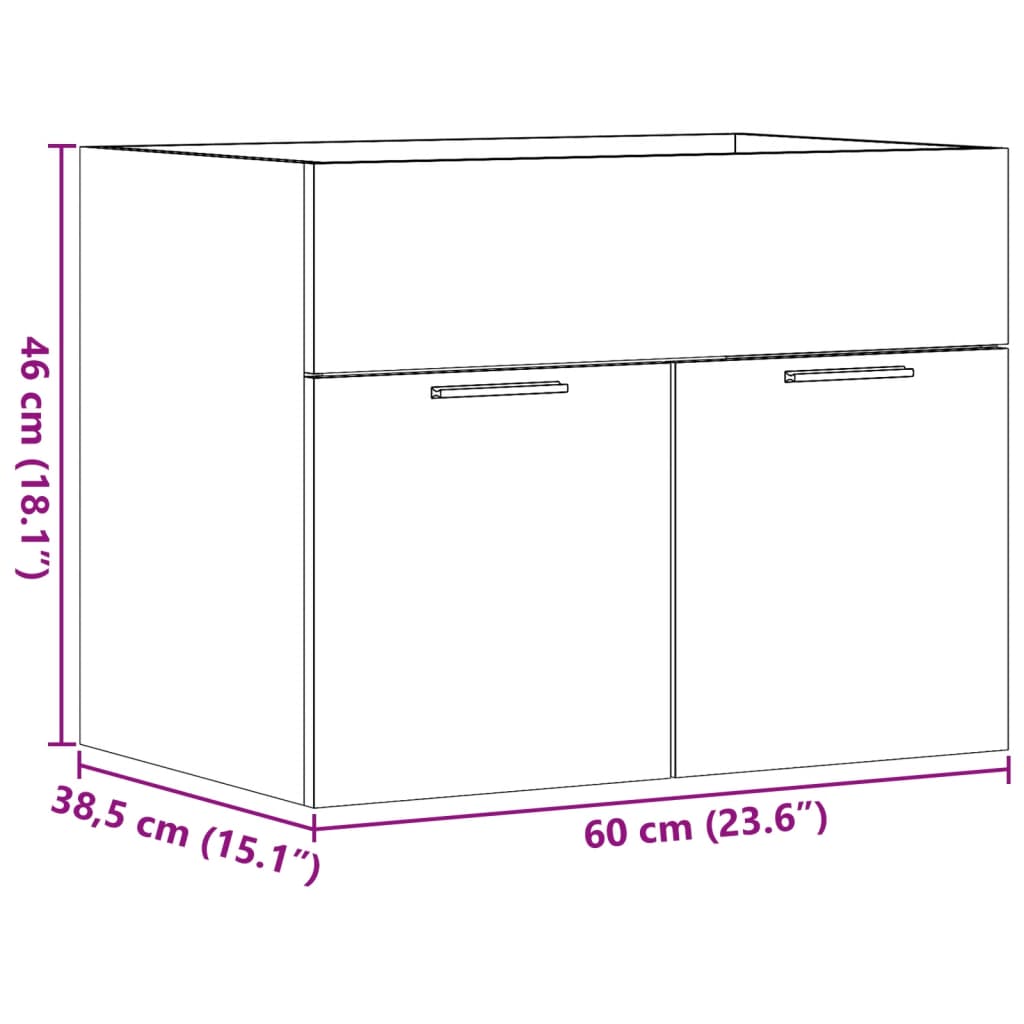 Waschbeckenunterschrank Betongrau 60x38,5x46 cm Holzwerkstoff