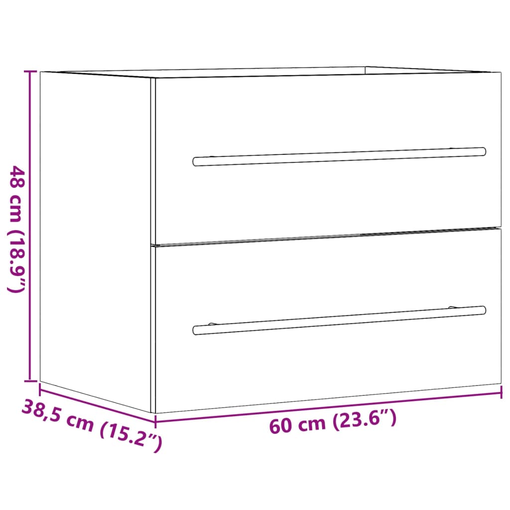 Waschbeckenunterschrank Sonoma-Eiche 60x38,5x48cm Holzwerkstoff