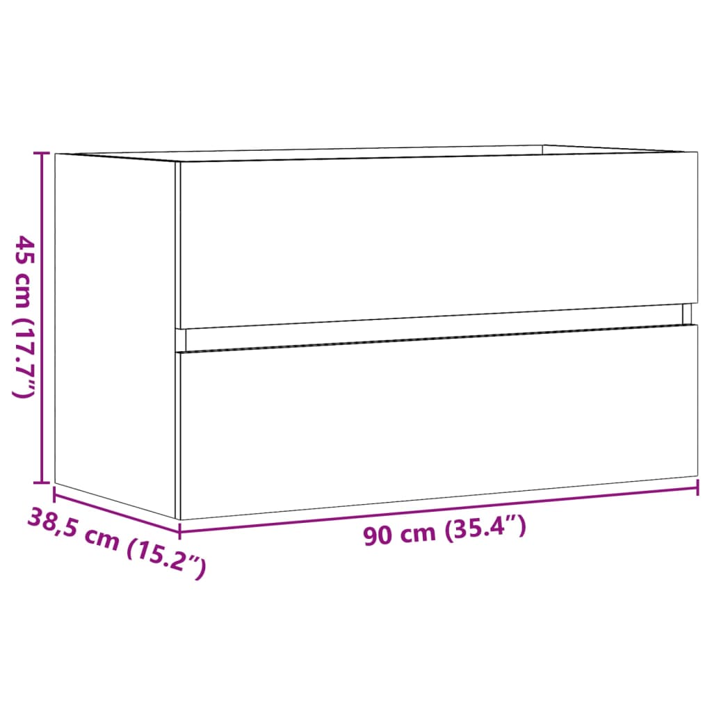 Waschbeckenunterschrank Betongrau 90x38,5x45 cm Holzwerkstoff